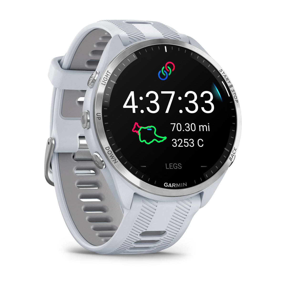 Garmin Forerunner 965 AMOLED GPS Running Smartwatch – Whitestone / Powder Gray