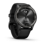 Garmin vívomove Trend Hybrid Smartwatch – Slate Stainless Steel Bezel with Black Case and Silicone Band