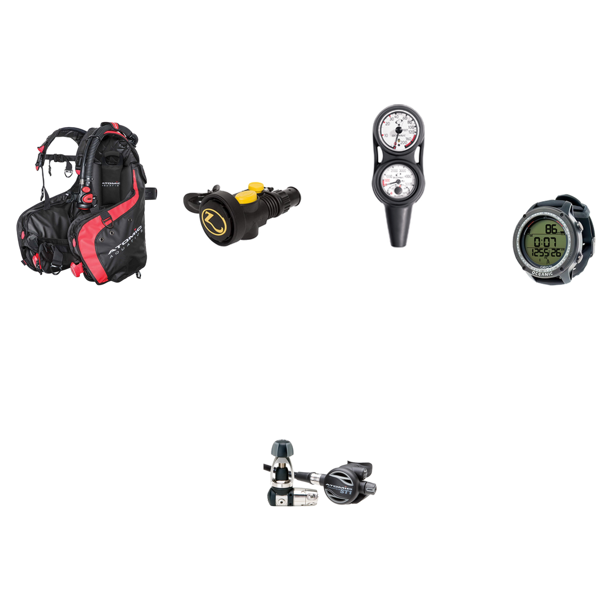 Atomic Aquatics Advanced Scuba Package (Level 3) – BC2 BCD + ST1 Sealed Regulator + Zeagle Octo Z II + Oceanic Maxdepth Cons…