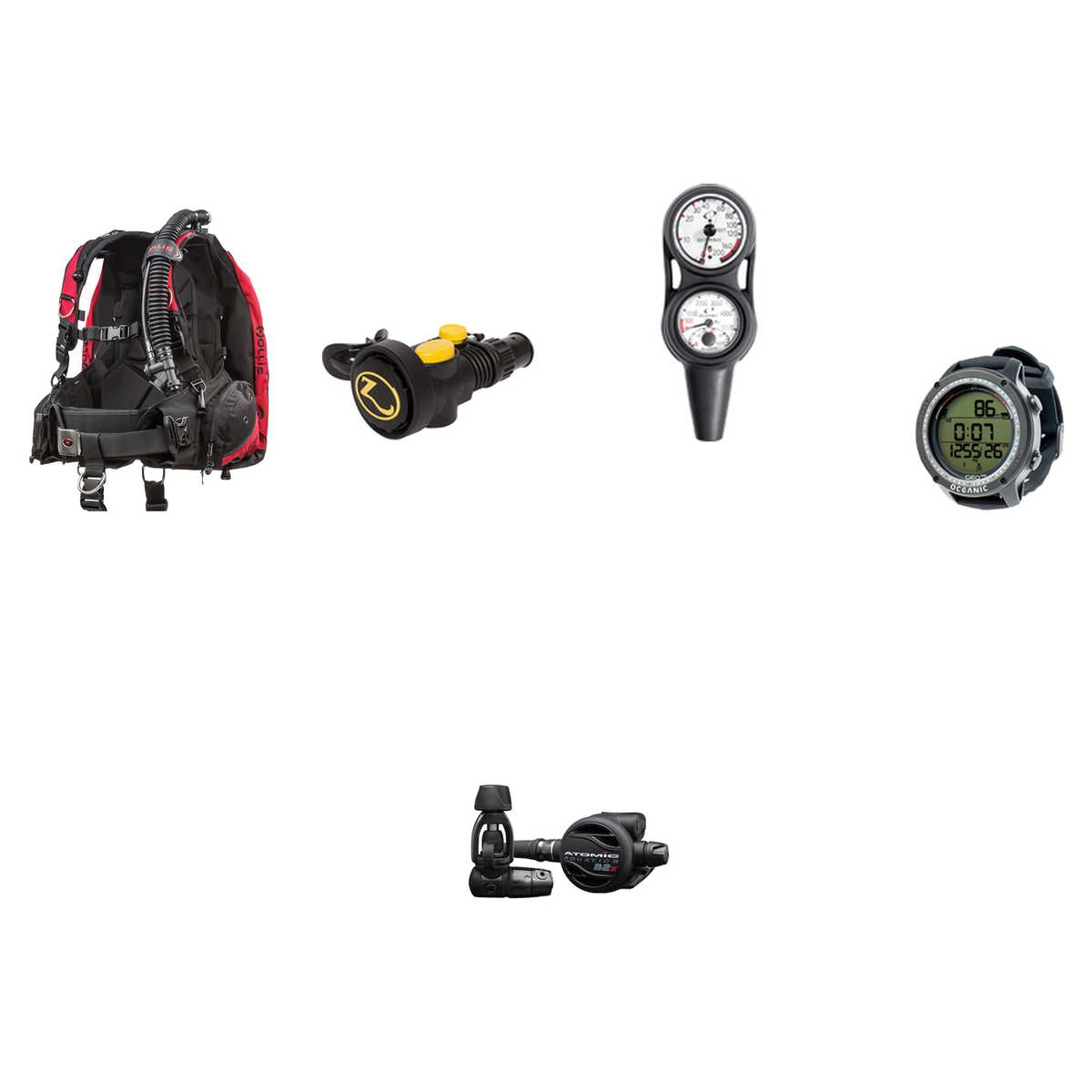Atomic Aquatics Advanced Scuba Package (Level 3) – BC2 BCD + ST1 Sealed Regulator + Zeagle Octo Z II + Oceanic Maxdepth Cons…