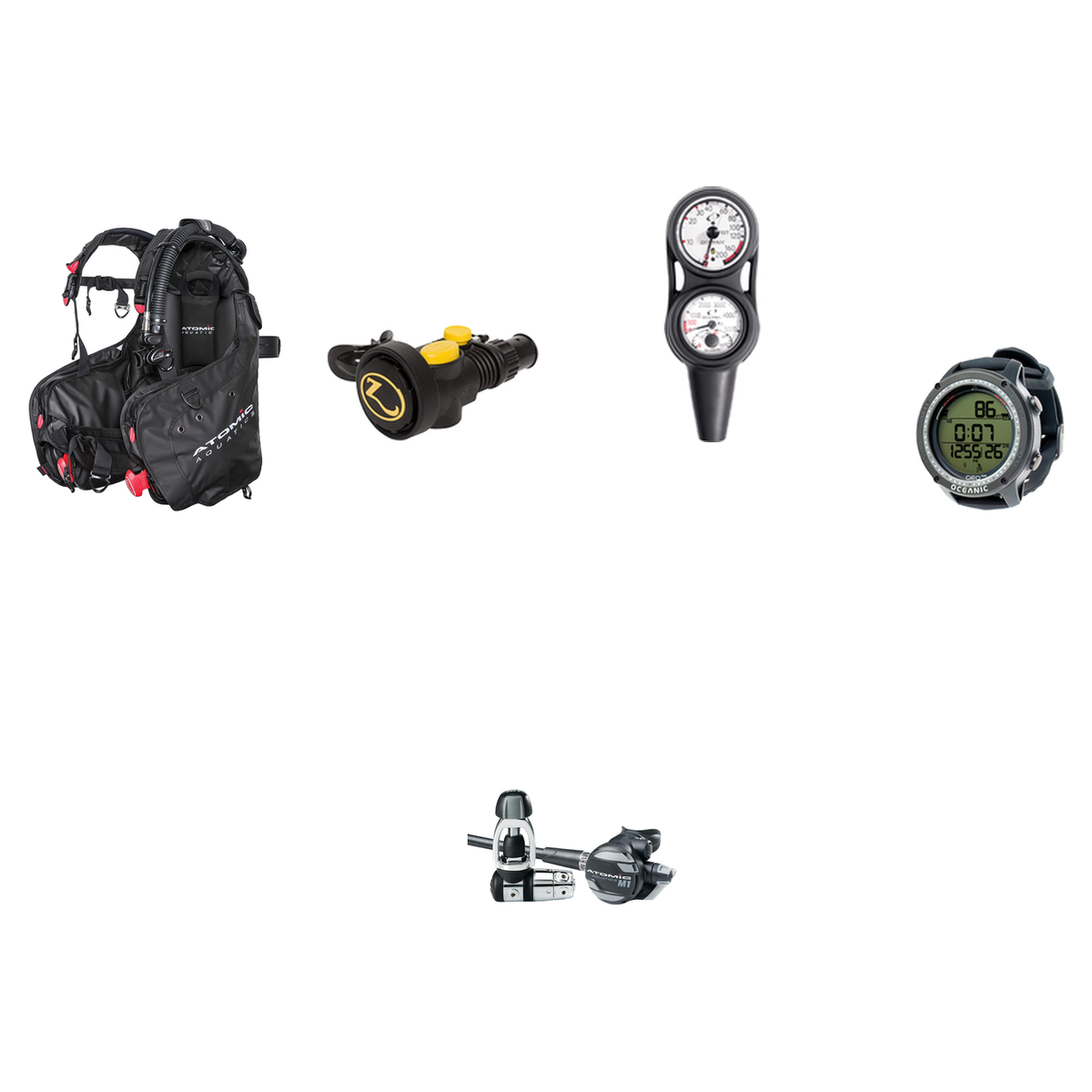 Atomic Aquatics Advanced Scuba Package (Level 3) – BC2 BCD + ST1 Sealed Regulator + Zeagle Octo Z II + Oceanic Maxdepth Cons…