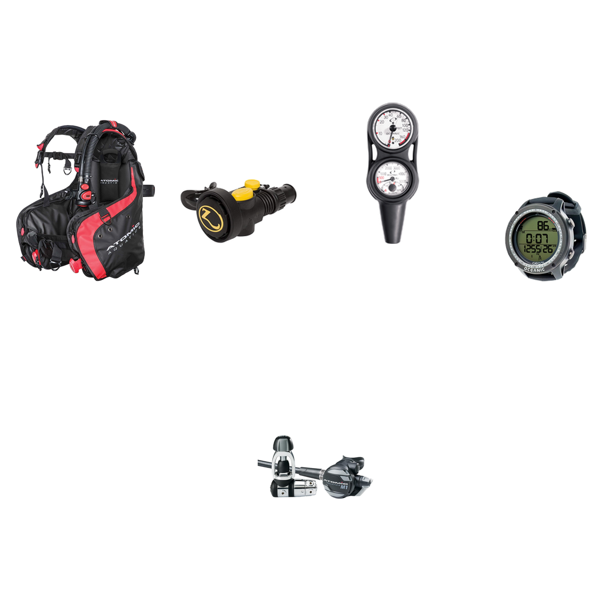 Atomic Aquatics Advanced Scuba Package (Level 3) – BC2 BCD + ST1 Sealed Regulator + Zeagle Octo Z II + Oceanic Maxdepth Cons…