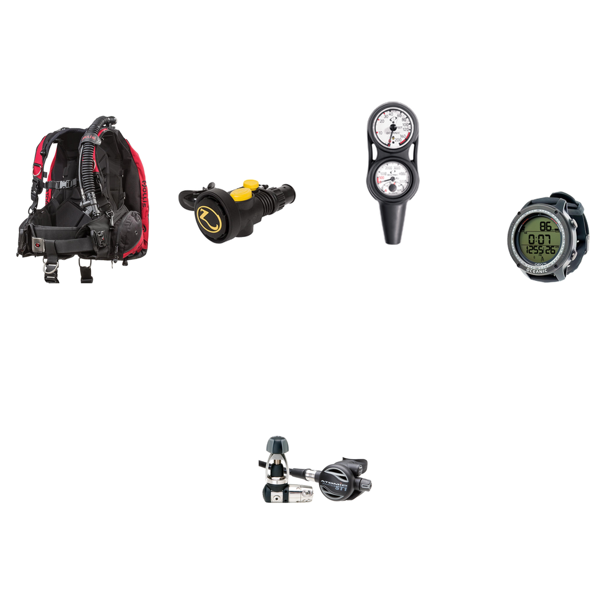 Atomic Aquatics Advanced Scuba Package (Level 3) – BC2 BCD + ST1 Sealed Regulator + Zeagle Octo Z II + Oceanic Maxdepth Cons…