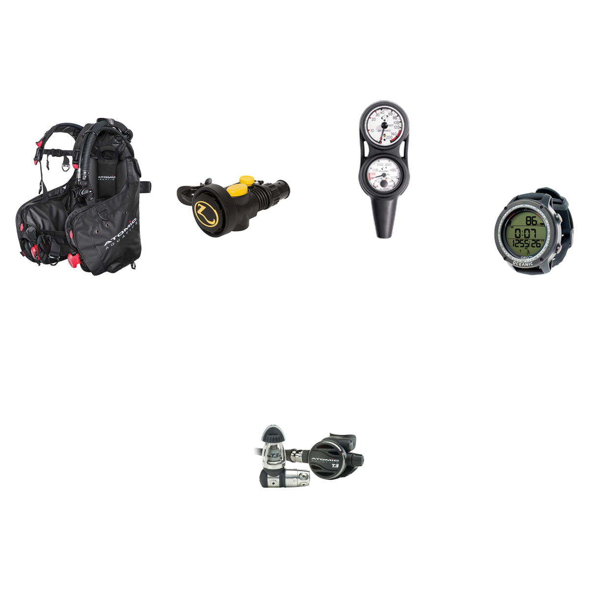 Atomic Aquatics Pro Scuba Package (Level 4) – BC2 BCD + T3 Titanium Regulator + Zeagle Octo Z II + Oceanic Maxdepth Console…