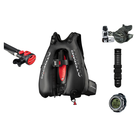 Atomic B2 Regulator + Atomic BC2 BCD + Oceanic GEO Air Scuba Package — includes Atomic Aquatics B2 Regulator Set with Color…