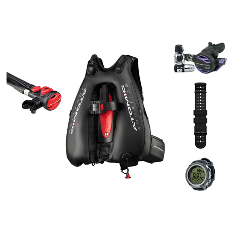 Atomic B2 Regulator + Atomic BC2 BCD + Oceanic GEO Air Scuba Package — Purple