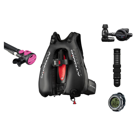 Atomic B2x Regulator + Atomic BC2 BCD + Oceanic GEO Air Scuba Package — Pink