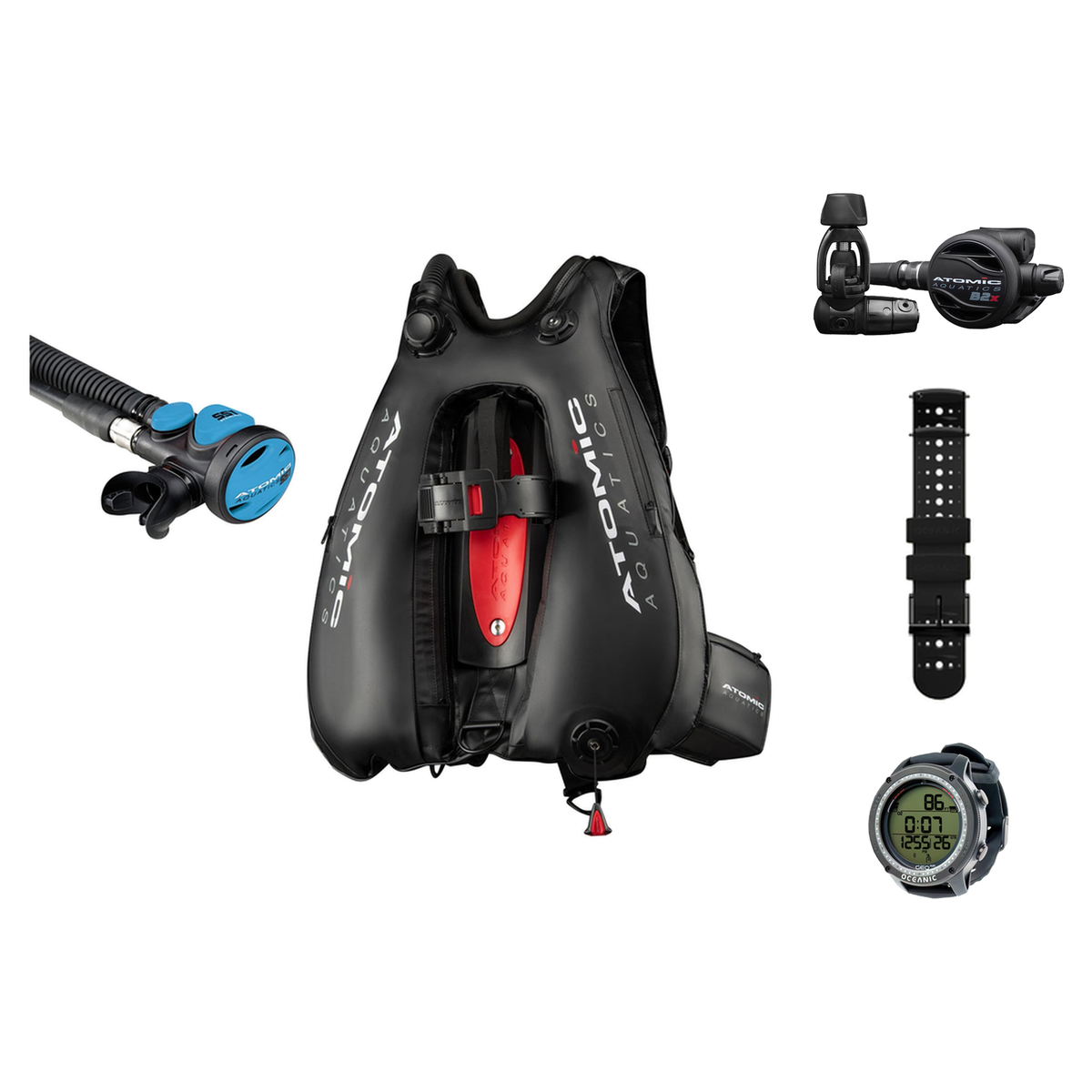 Atomic B2x Regulator + Atomic BC2 BCD + Oceanic GEO Air Scuba Package — Blue