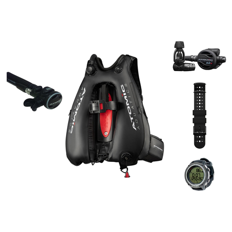 Atomic B2x Regulator + Atomic BC2 BCD + Oceanic GEO Air Scuba Package — Titanium Black