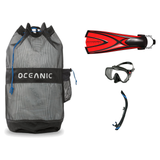 Atomic Frameless Dive Mask + Atomic SV1 Snorkel + Oceanic Mesh Dive Backpack — includes Atomic Aquatics Frameless Mask, Atom…