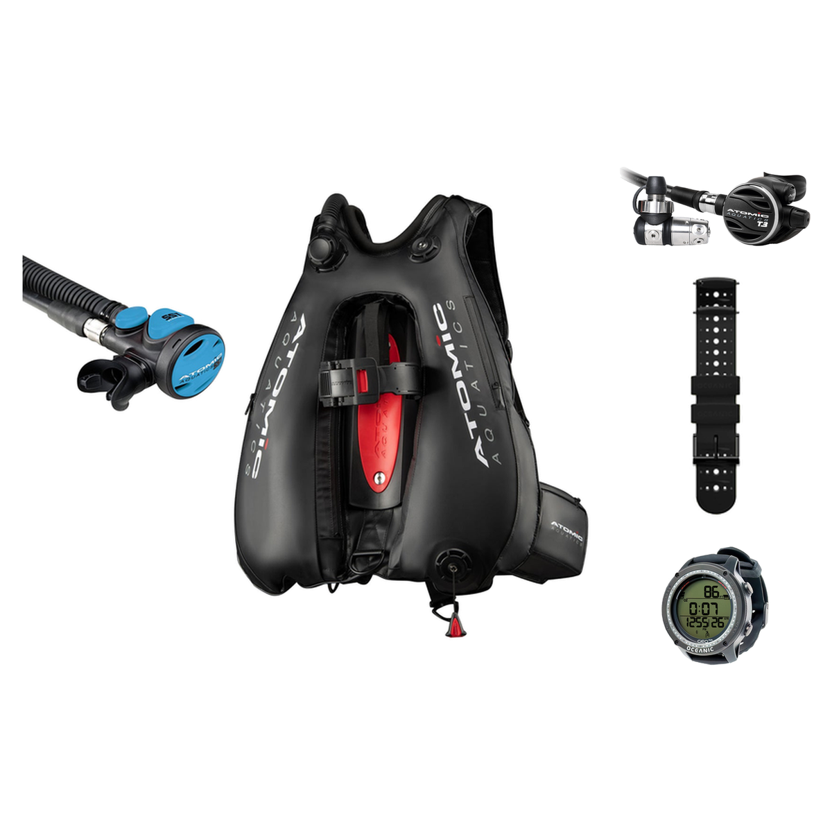 Atomic T3 Regulator + Atomic BC2 BCD + Oceanic GEO Air Scuba Package — Din Sealed