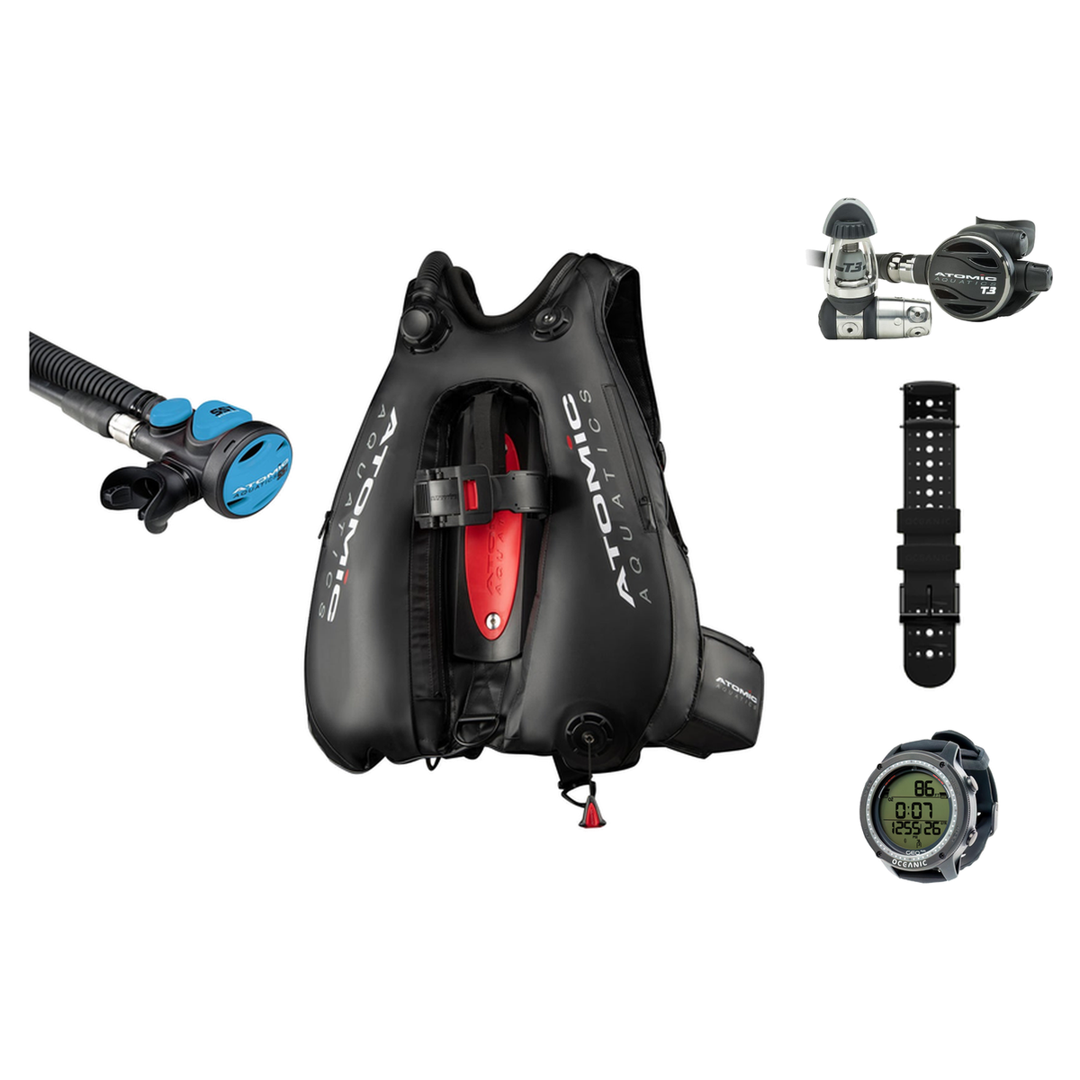 Atomic T3 Regulator + Atomic BC2 BCD + Oceanic GEO Air Scuba Package — Yoke Sealed