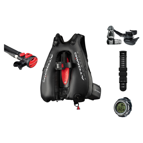 Atomic TFX Regulator + Atomic BC2 BCD + Oceanic GEO Air Scuba Package — includes Atomic TFX Regulator Sealed Black, Atomic A…