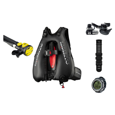 Atomic TFX Regulator + Atomic BC2 BCD + Oceanic GEO Air Scuba Package — DIN, M/L (Medium / Large)