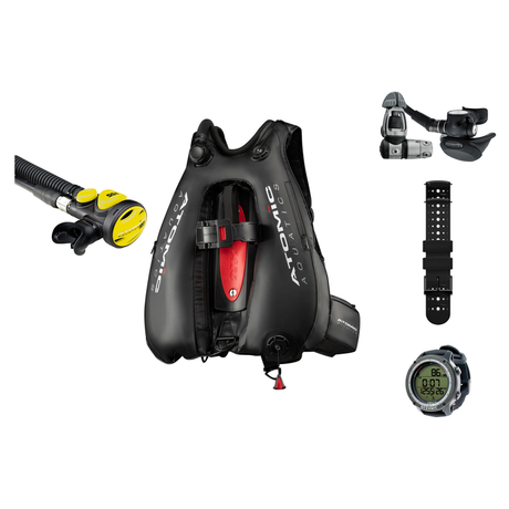 Atomic TFX Regulator + Atomic BC2 BCD + Oceanic GEO Air Scuba Package — YOKE, M/L (Medium / Large)