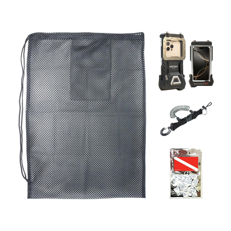 DIVEVOLK SeaTouch 4 MAX PLUS Underwater Housing with Included Adapter + DiveCatalog Moisture Muncher + Coil Lanyard + Meshba…