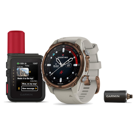 Garmin Descent Mk3i Dive Computer with inReach® Mini 3 Plus — 43 mm, Bronze PVD Titanium with French Gray Silicone Band