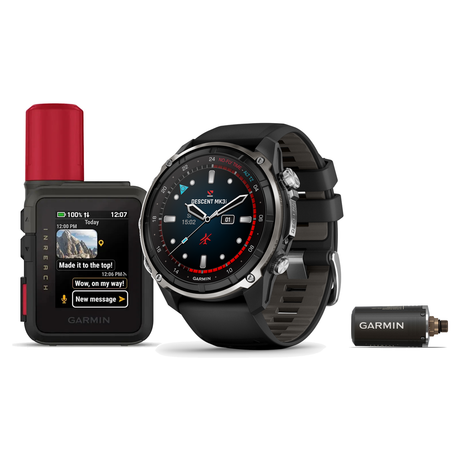Garmin Descent Mk3i Dive Computer with inReach® Mini 3 Plus — 51 mm, Silver and Black PVD Titanium with Black/Pebble Gray Si…