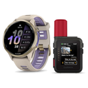 Garmin Forerunner 970 GPS Running Smartwatch with inReach® Mini 3 Plus — Soft Gold Titanium with French Gray Case and French…