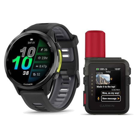 Garmin Forerunner 970 GPS Running Smartwatch with inReach® Mini 3 Plus — Carbon Gray DLC Titanium with Black Case and Black/…