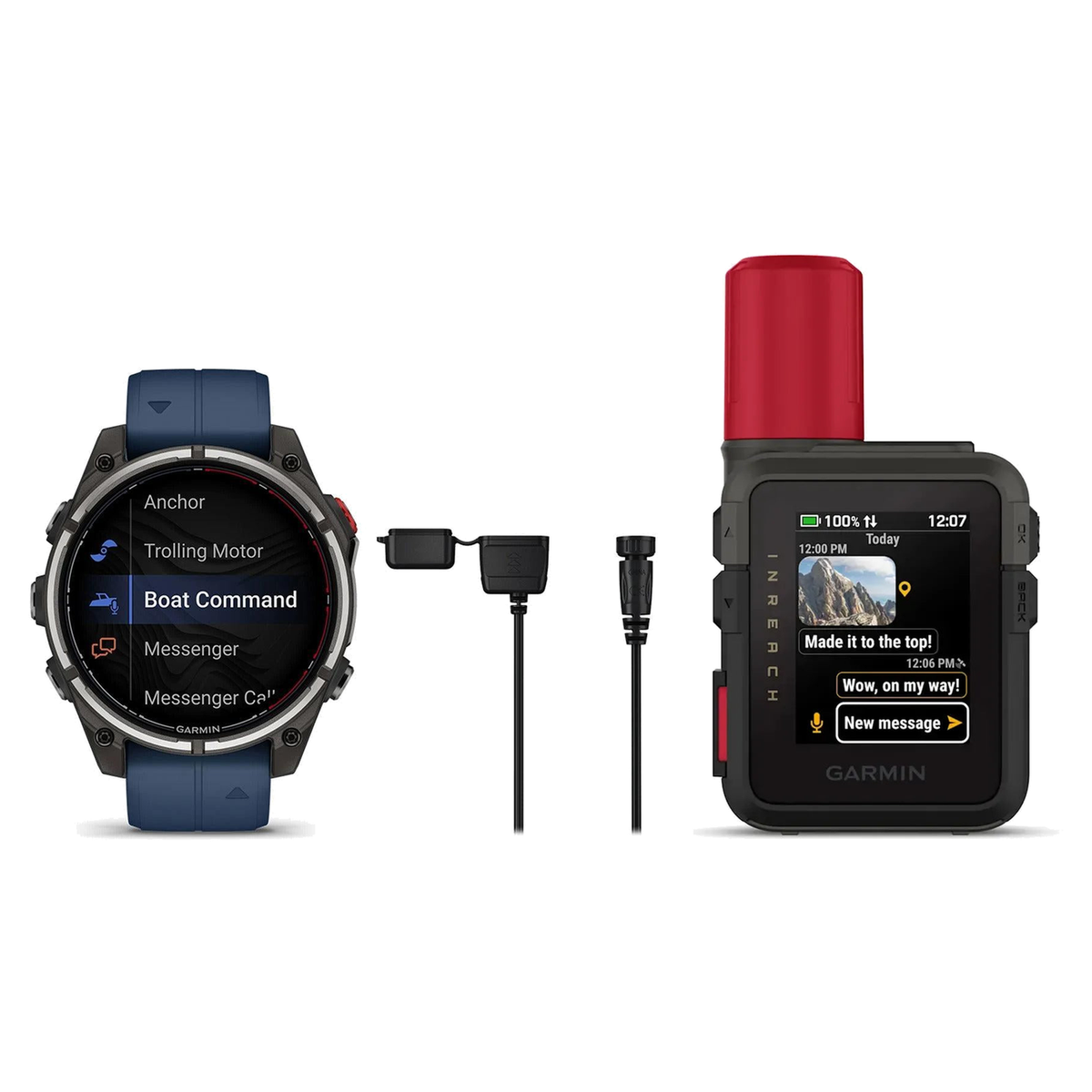Garmin Quatix 8 Pro AMOLED Marine GPS Smartwatch with inReach Mini 3 Plus — 47mm, Pro AMOLED & Voice Control Cable