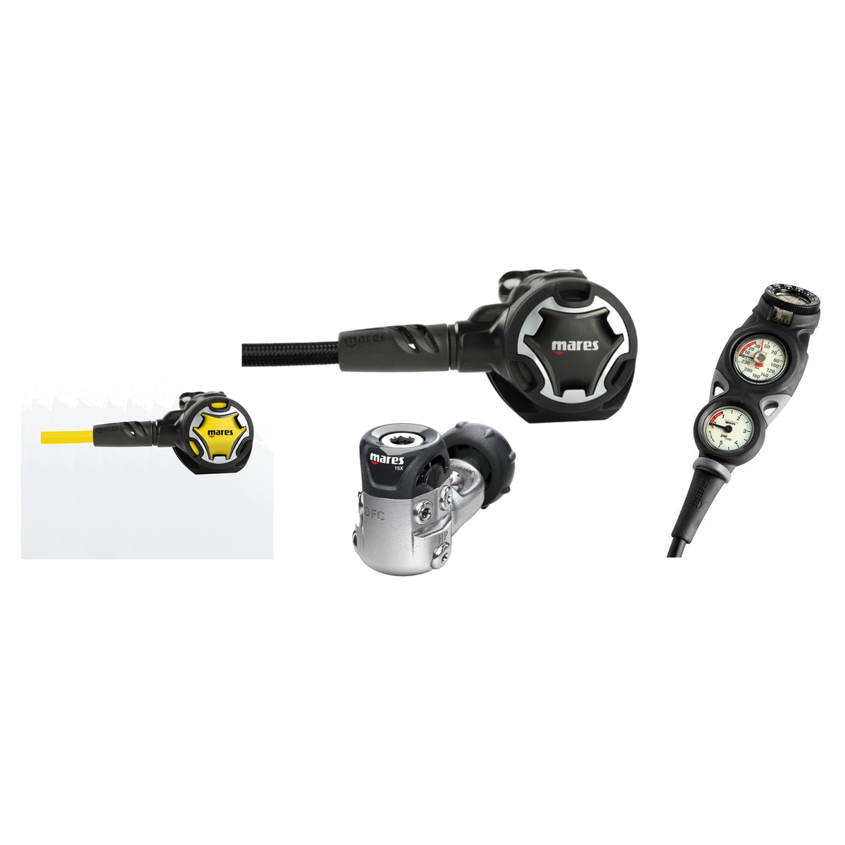 Mares Dual 15X Regulator with Dual Octo and Mission 3 Console — YOKE