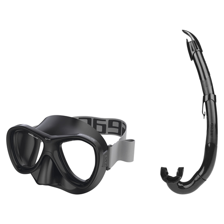 Seac Amalfi Two Lens Mask with Flash Snorkel Set — Black, Black