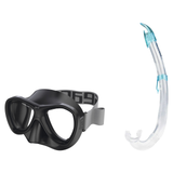 Seac Amalfi Two Lens Mask with Flash Snorkel Set — Black, Aquamarine