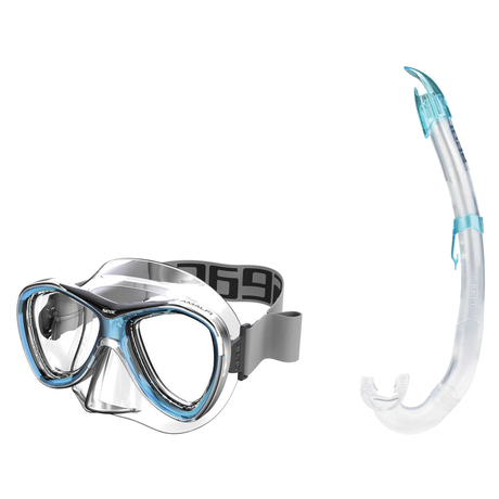Seac Amalfi Two Lens Mask with Flash Snorkel Set — Aquamarine, Aquamarine