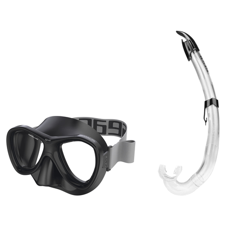 Seac Amalfi Two Lens Mask with Flash Snorkel Set — Black, Black Clear