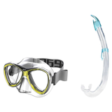 Seac Amalfi Two Lens Mask with Flash Snorkel Set — Yellow, Aquamarine