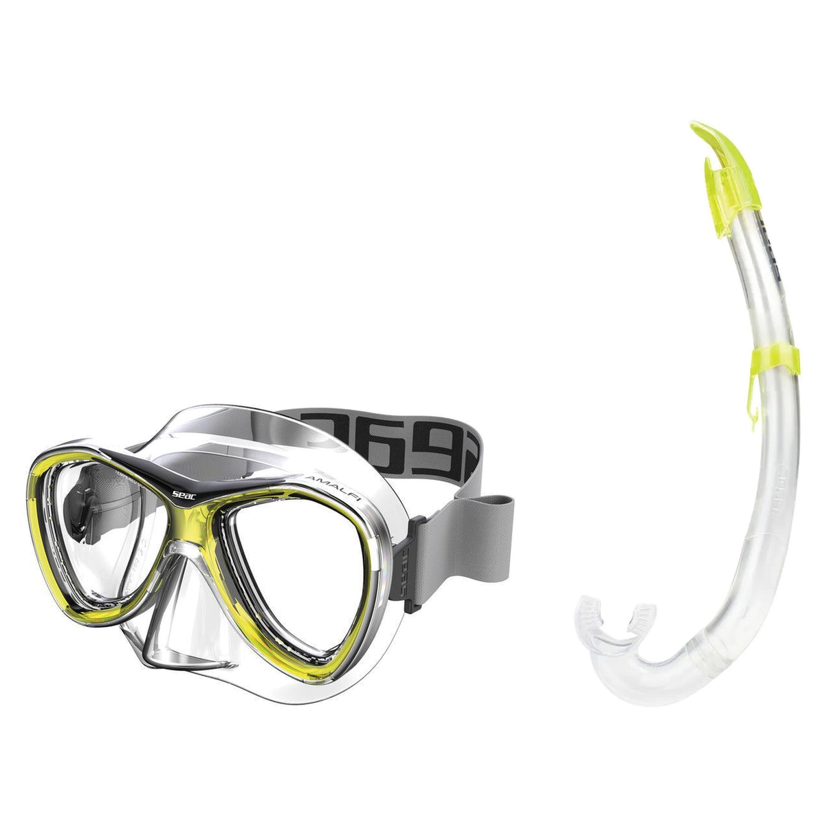 Seac Amalfi Two Lens Mask with Flash Snorkel Set — Yellow, Yellow