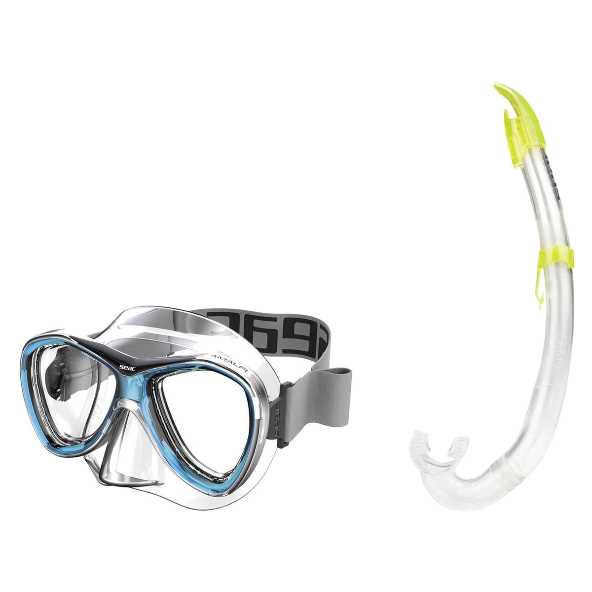 Seac Amalfi Two Lens Mask with Flash Snorkel Set — Aquamarine, Yellow