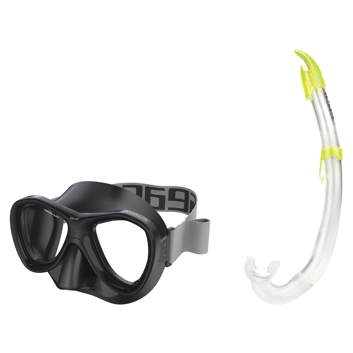 Seac Amalfi Two Lens Mask with Flash Snorkel Set — Black, Yellow