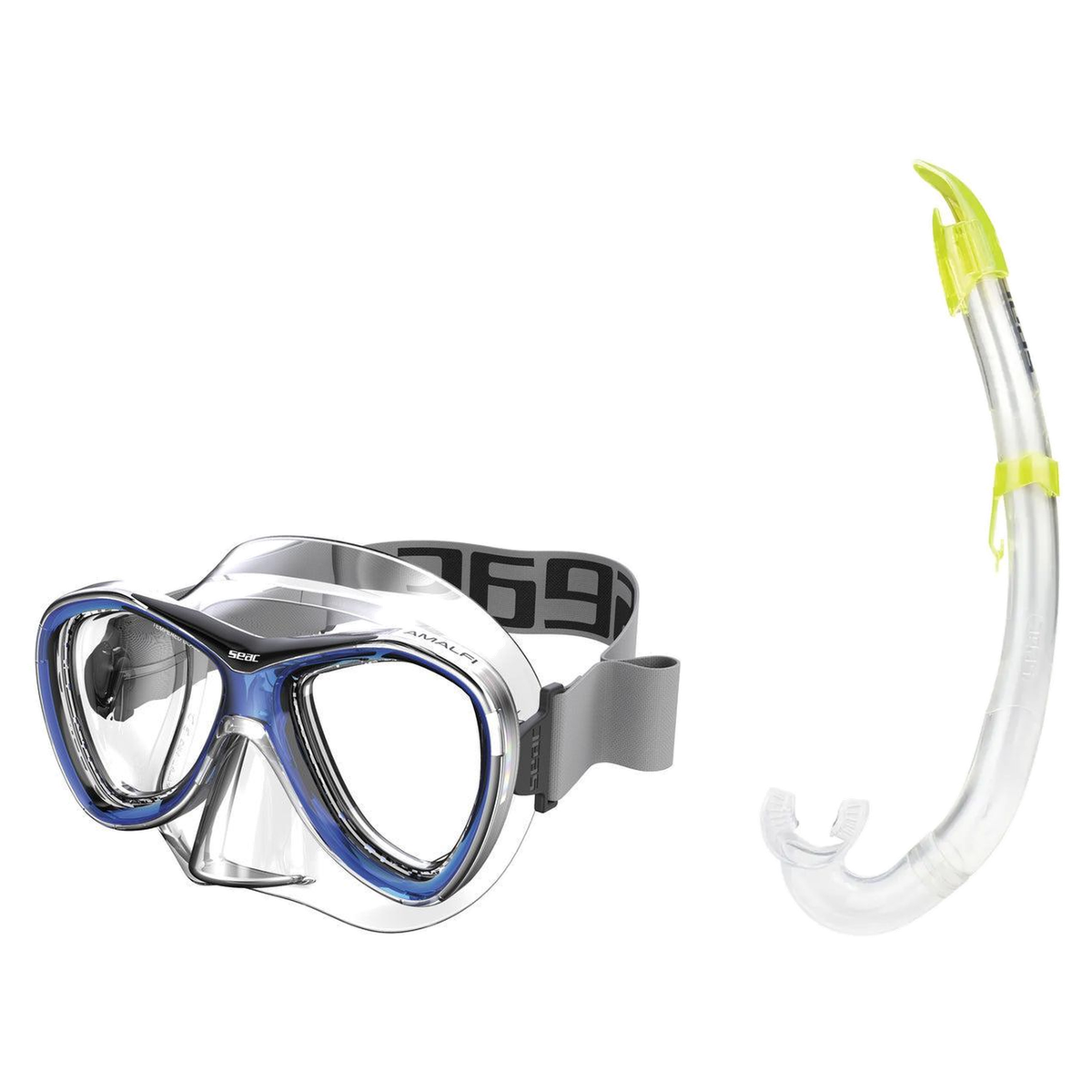 Seac Amalfi Two Lens Mask with Flash Snorkel Set — Blue, Yellow