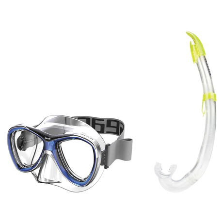 Seac Amalfi Two Lens Mask with Flash Snorkel Set — Blue, Yellow