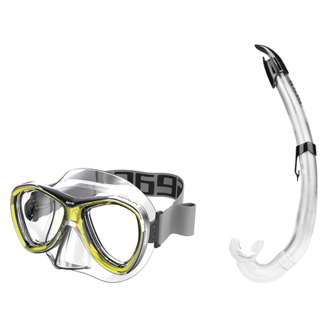 Seac Amalfi Two Lens Mask with Flash Snorkel Set — Yellow, Black Clear