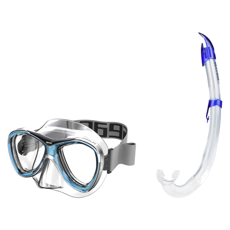 Seac Amalfi Two Lens Mask with Flash Snorkel Set — Aquamarine, Blue