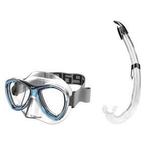 Seac Amalfi Two Lens Mask with Flash Snorkel Set — Aquamarine, Black Clear