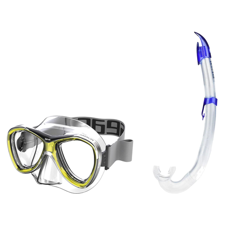 Seac Amalfi Two Lens Mask with Flash Snorkel Set — Yellow, Blue