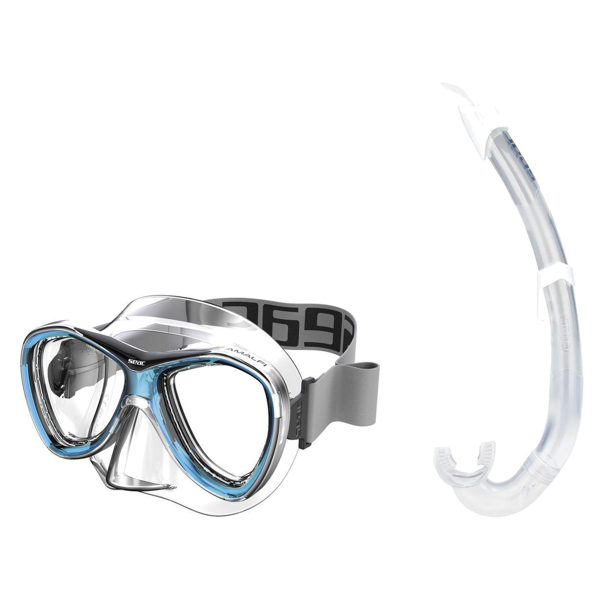 Seac Amalfi Two Lens Mask with Flash Snorkel Set — Aquamarine, White