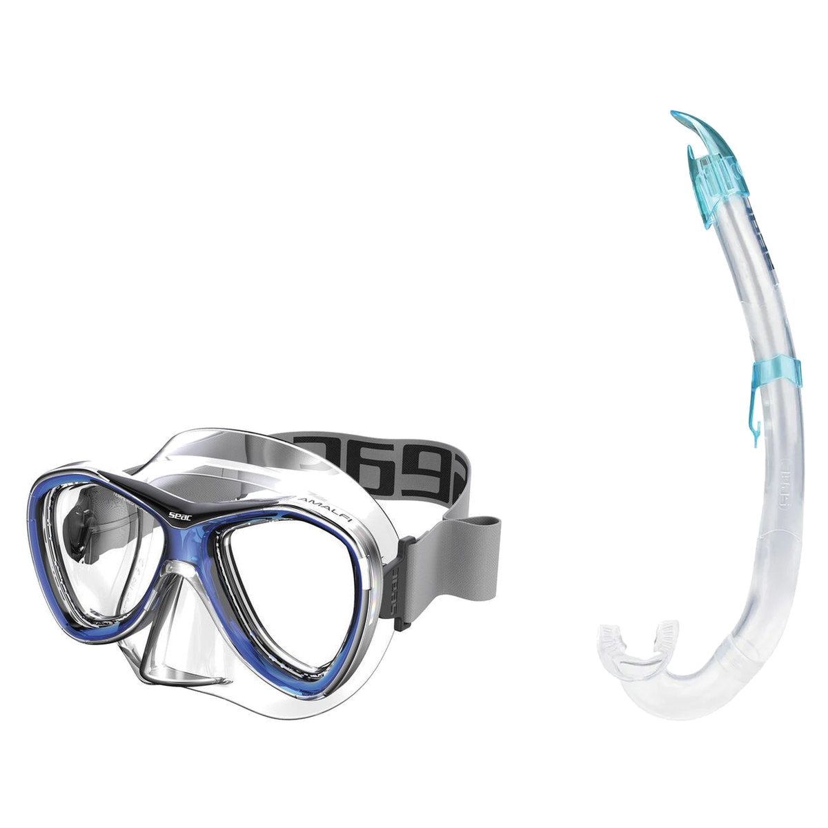 Seac Amalfi Two Lens Mask with Flash Snorkel Set — Blue, Aquamarine