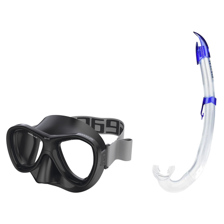 Seac Amalfi Two Lens Mask with Flash Snorkel Set — Black, Blue