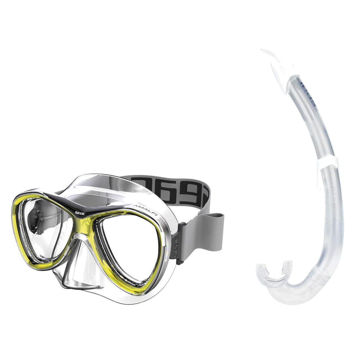 Seac Amalfi Two Lens Mask with Flash Snorkel Set — Yellow, White