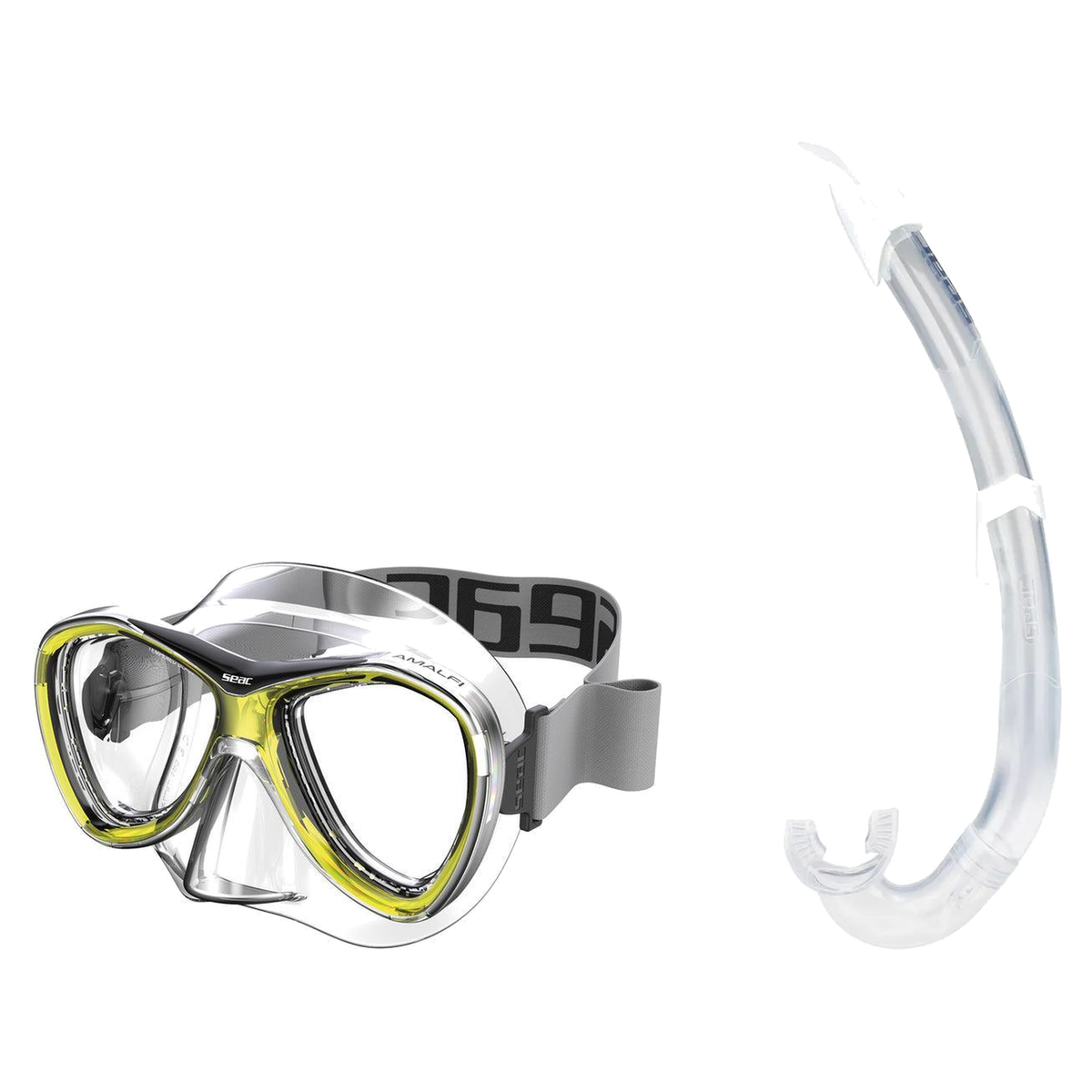 Seac Amalfi Two Lens Mask with Flash Snorkel Set — Yellow, White