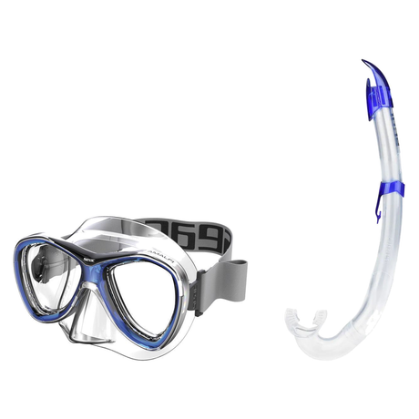Seac Amalfi Two Lens Mask with Flash Snorkel Set — Blue, Blue