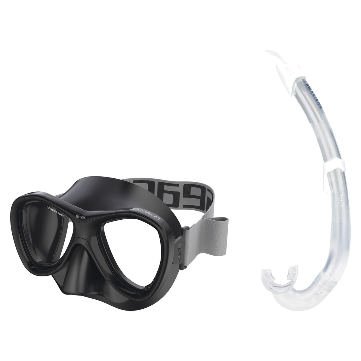 Seac Amalfi Two Lens Mask with Flash Snorkel Set — Black, White