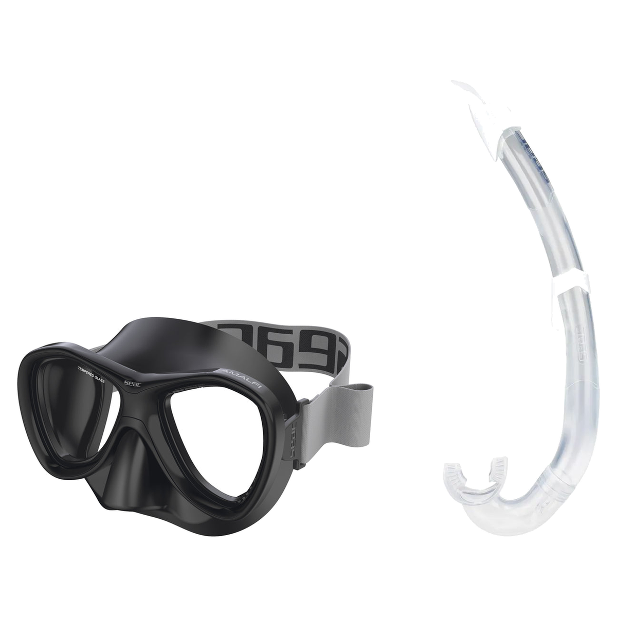 Seac Amalfi Two Lens Mask with Flash Snorkel Set — Black, White