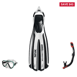 Seac Appeal Dive Mask with Reverse Dry Snorkel & Propulsion Sling Strap Fins Set — includes Seac Propulsion S  Scuba Diving…