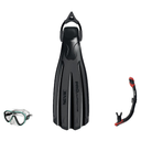 Seac Appeal Dive Mask with Reverse Dry Snorkel & Propulsion Sling Strap Fins Set — Black